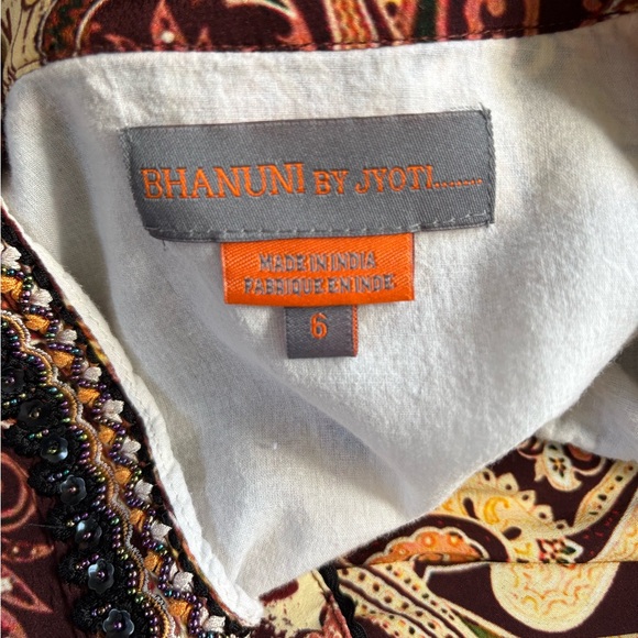 Anthropologie Bhanuni by Jyoti Brown Motif Dress Women's Size 6 - Picture 3 of 4